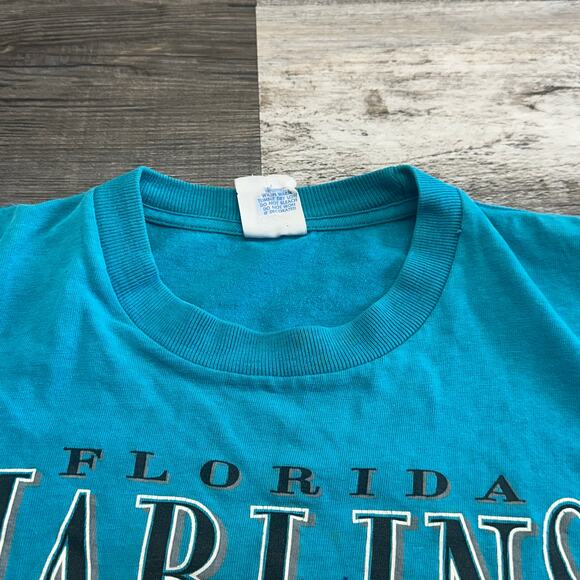 Florida Marlins Shirt Logo 7 Vintage Baseball MLB Blue Mens XL 90s Tee USA 1994 - Picture 9 of 10